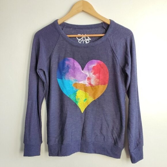Chaser Rainbow Watercolor Heart Cozy Knit Pullover Sweatshirt New With T… - Picture 11 of 15
